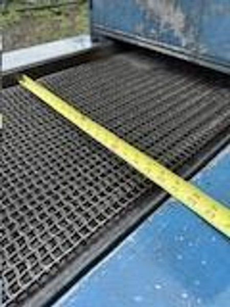 Grieve model belt conveyor core oven rated at 200 degree f, 460 volt, 20 kw, s/n 650167, 232" center belt, 15" tall opening, 24" belt, 1.16 ft/min.