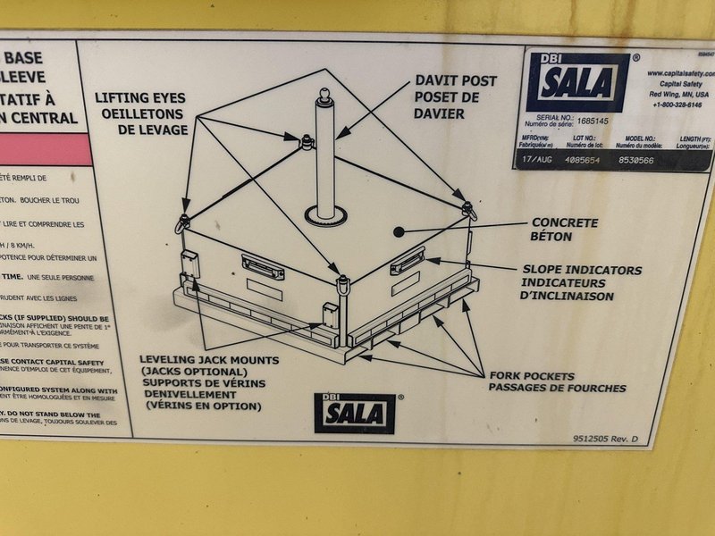 20&#039; HIGH SALA MODEL #8530558 JIB STYLE FALL ARREST SAFETY SYSTEM: STOCK #22176