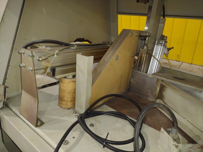 6" HIGH X 14" WIDE DIMTER  OPTICUT MODEL #S75 CROSS-CUT AUTOMATIC WOOD SAW, NEW 2003: STOCK #22923