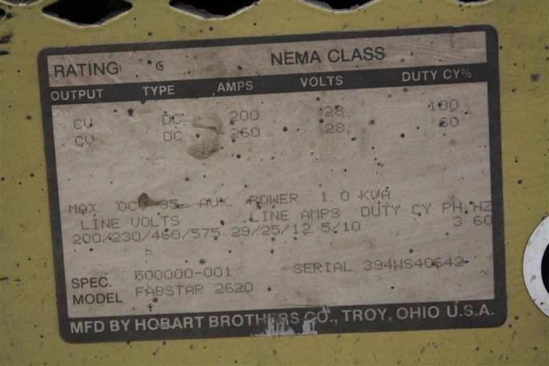 HOBART MODEL 2620 WIRE WELDER: STOCK #58038