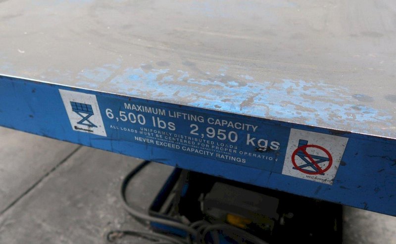 6,500 LB CAPACITY, 48" X 72" TABLE BISHAMON ELECTRIC/HYDRAULIC SCISSOR LIFT TABLE STOCK#3536