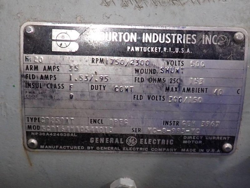 GENERAL ELECTRIC 20 HP DC MOTOR