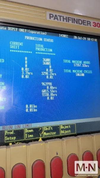 1430 TON 363 OZ VAN DORN MODEL 1430CC17000 INJECTION MOLDING MACHINE MFG 2002