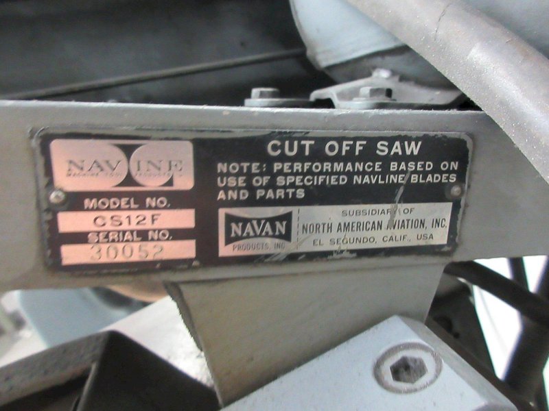 NavLine Abrasive Chop Saw, 12" Max Blade, Manual Vise, 3HP Drive Motor, Stand- Auction Item