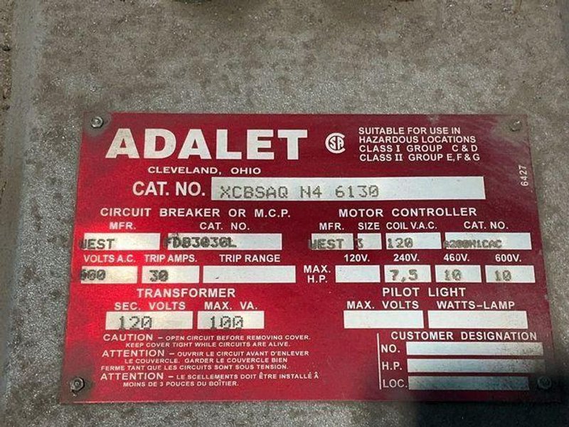 ADALET 7.5/10HP STARTER ENCLOSURE  -  XCBSAQ N4 6130