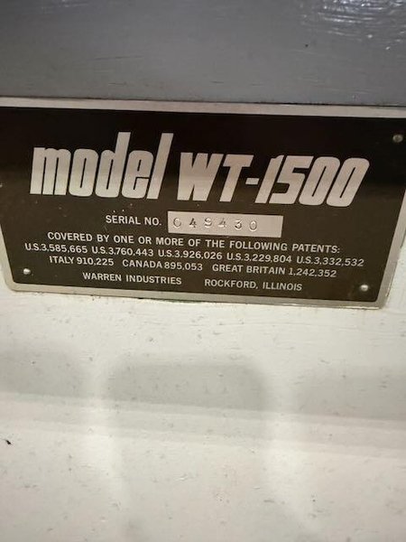 1/4" Warren Model WT-1500 High Speed Thread Roller