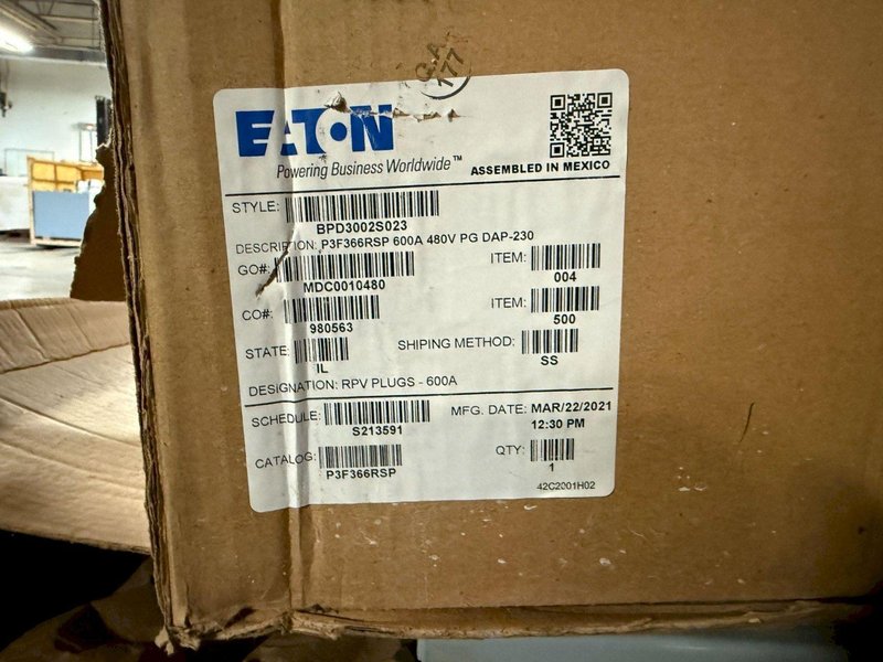 EATON 600A POW-R-WAY III P3F366RSP Fusible Switch 600V, 3PH 4W NEW