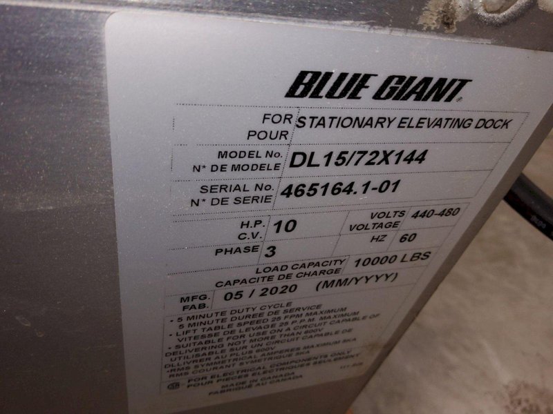 2020 BLUE GIANT 15,000LB DOCK LIFT
