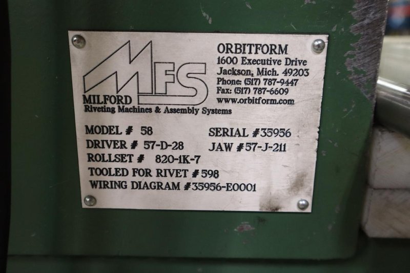 MIlford Orbitform #58 Riveter, Tooling, Remote Foot Trip - Auction Item
