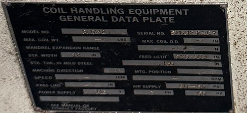 12" X .156" COIL HANDLING EQUIPMENT MODEL SMX12 SERVO-MAX II FEEDER: YOBRO 24773