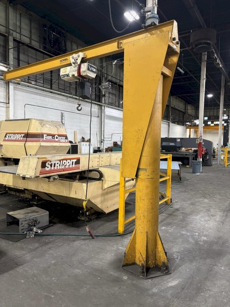 1/2 Ton Gorbel Free Standing Jib Crane, Coffing Hoist, 10&#039; Under, 10&#039; Span