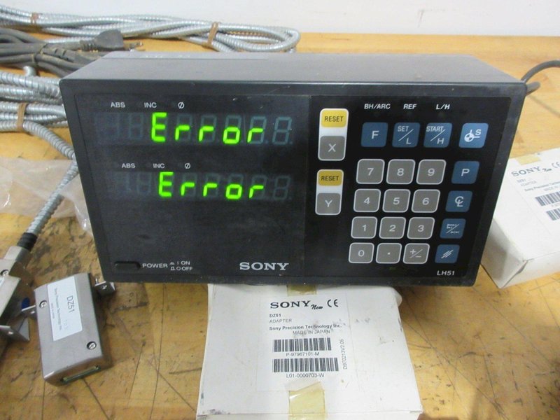 Sony LH51-2 (2) Digital Read Out Displays with Connector Cables, Adapters, and Short Magnescales for Optical Comparator Setup- Auction Item