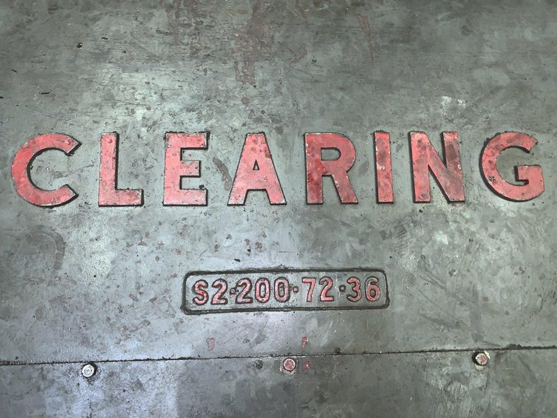 200 TON CLEARING MODEL S2-200-72-36 STRAIGHT SIDE SSDC STAMPING PRESS, 12" STROKE: STOCK #12979