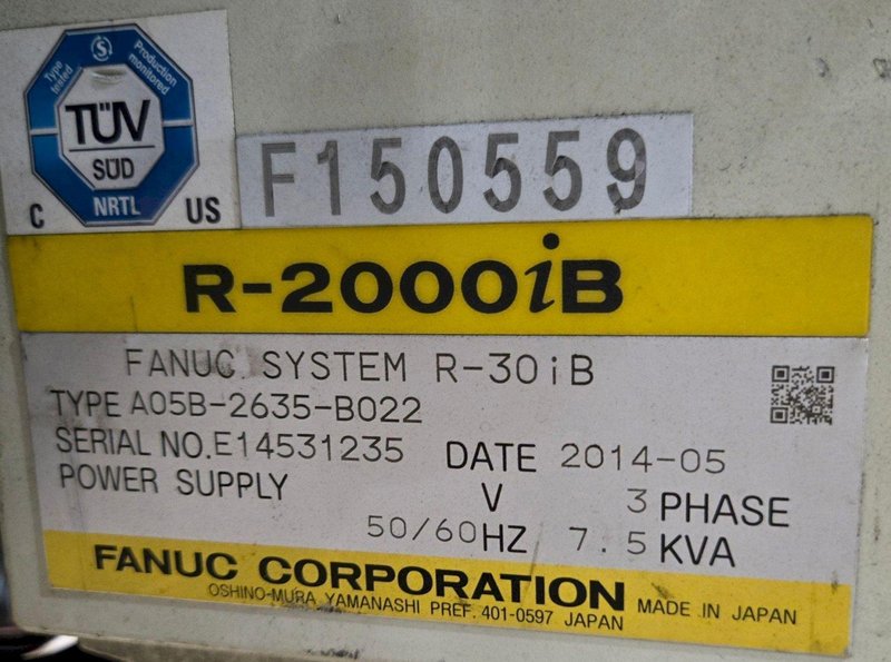 FANUC R-2000IB/210F + R30IB ROBOT ARM AND CONTROL CABINET USED
