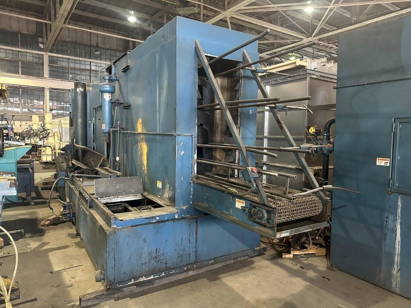 24&quot; X 50&quot; DUNNAGE WASH SYSTEMS 3-STAGE STAINLESS STEEL PASS THRU CONVEYOR TOTE / PALLET WASHER: STOCK #14892