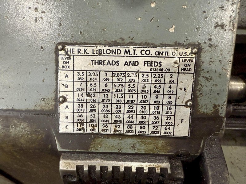19&quot; X 80&quot; LEBLOND MODEL #6E REGAL ENGINE LATHE 1.75&quot; HOLE: YOBRO #23961