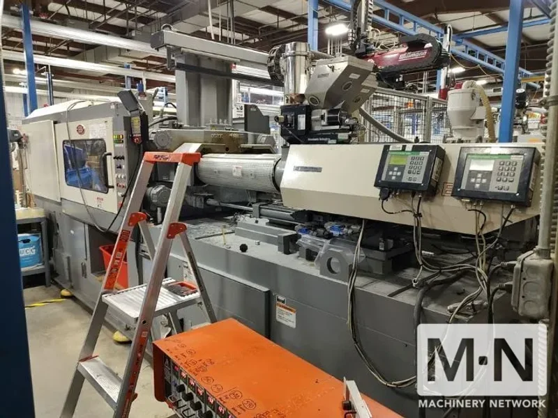 200 TON 6.8 OZ NISSEI MODEL DC200-25A 2-COLOR INJECTION MOLDING MACHINE MFG 2000