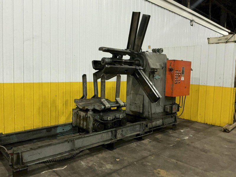 20,000 LBS X 36" LITTELL MODEL #S200-36 PULL OFF UNCOILER COIL REEL W/ COIL CAR: YOBRO #26128