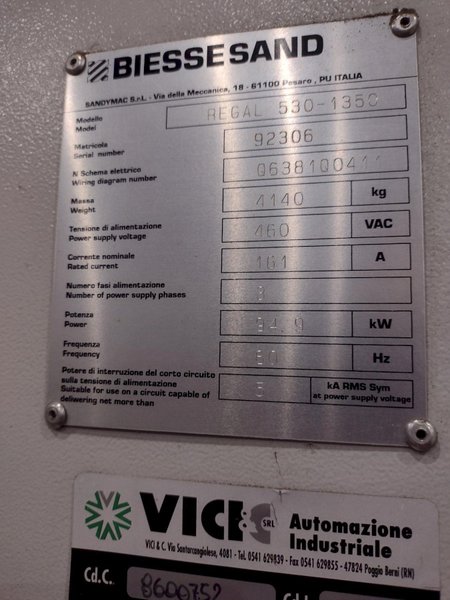 53" x 3 HEAD BIESSE REGAL MODEL #530-1350 WIDE BELT SANDER FINISHER: STOCK #22074