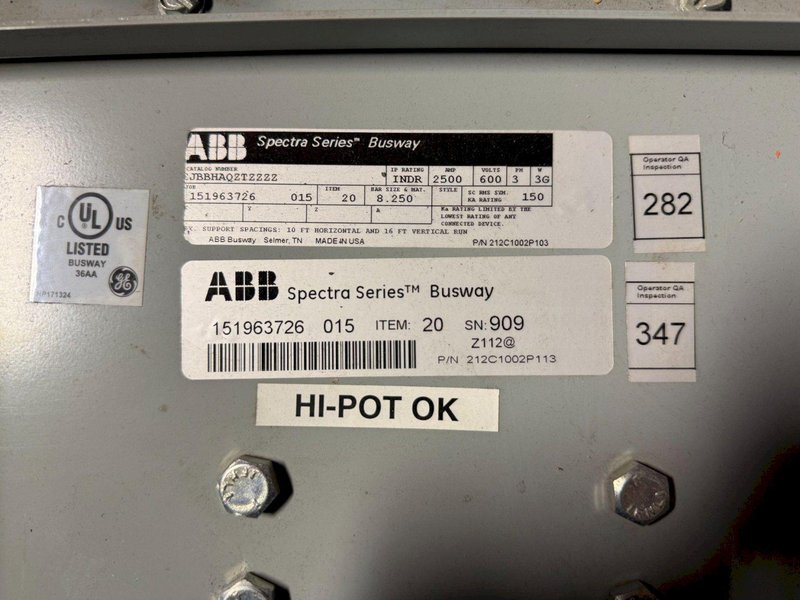 ABB 2500A Spectra Series Copper End Tap Box 600V, 3PH, 3G NEW