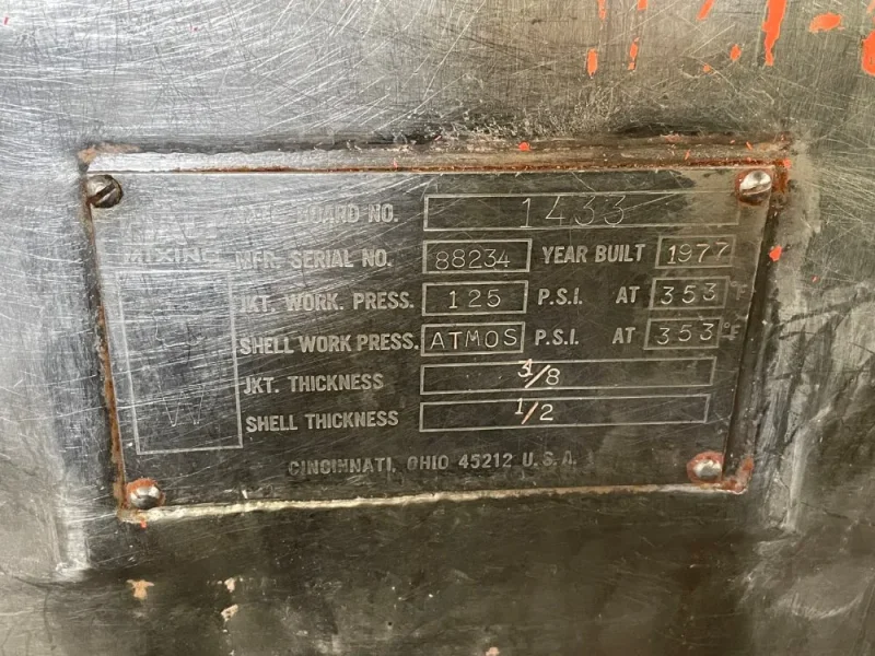 DAY MIXING 150 Gal Day Double Arm Mixer, S/S, 125#