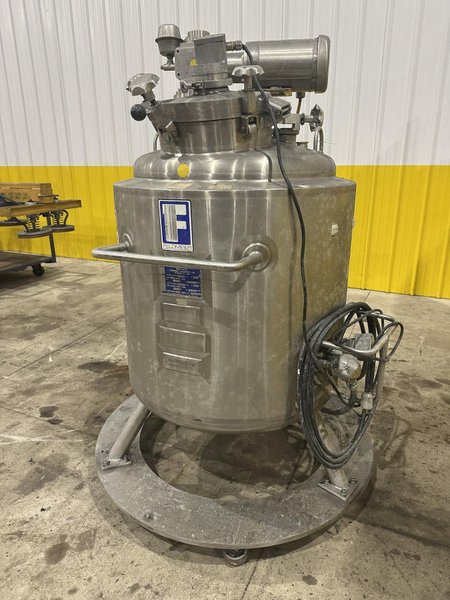 50 GALLON X 2 HP FELDMEIER STAINLESS STEEL HEATED TANK WITH AGITATION: STOCK #22121