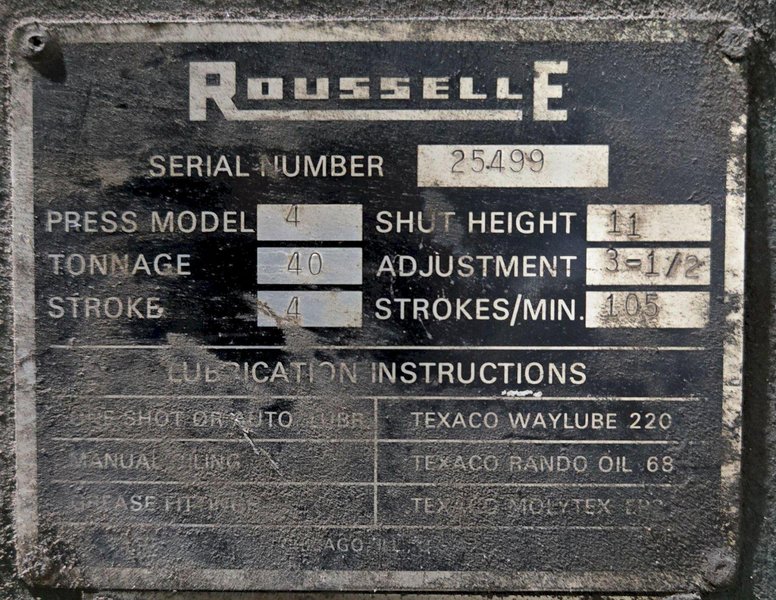 ROUSSELLE #4 40-Ton Press System USED