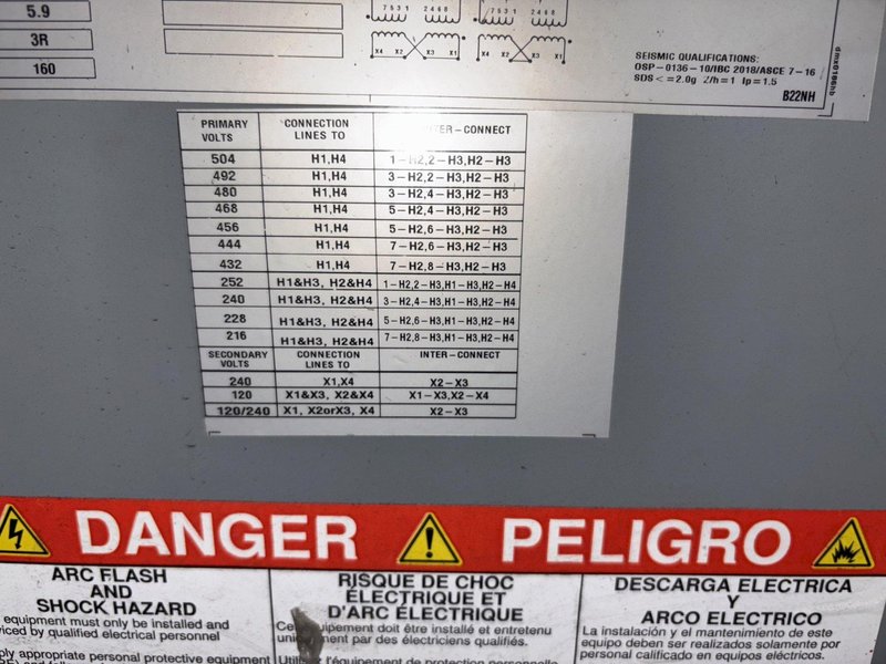 15 KVA MADDOX ELECTRICAL TRANSFORMER, 480 / 240 VOLT: STOCK #23170
