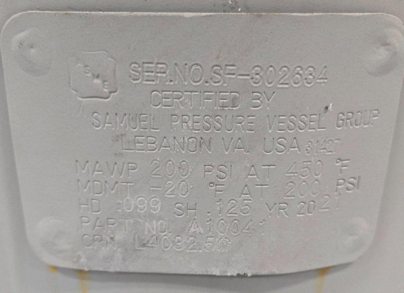 SAMUEL A10041 VERTICAL AIR RECEIVER TANK 30 GALLON 200PSI USED