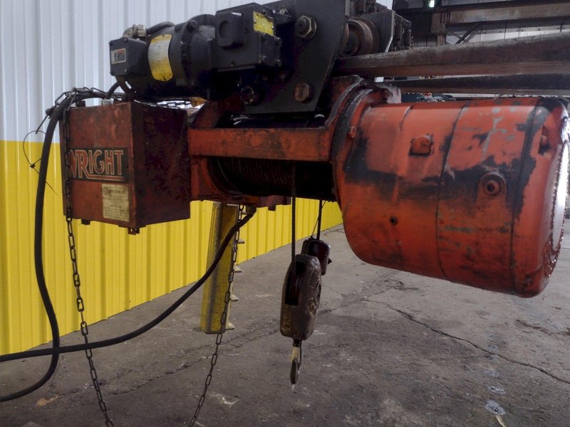 2000 LBS (1 TON) WRIGHT MODEL #W1 CABLE HOIST W/ POWERED TROLLEY: STOCK #18744