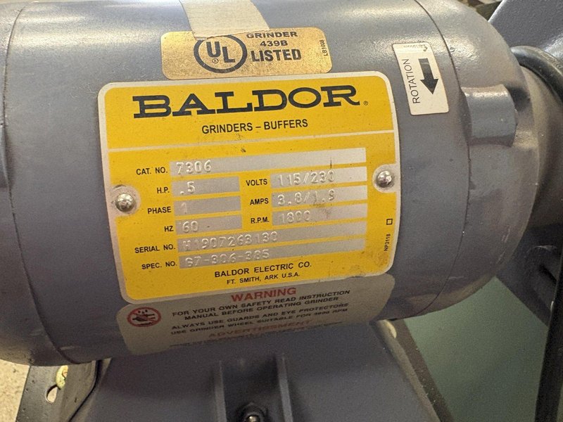 BALDOR Model 7306 Double End Wire Wheel Pedestal Grinder / Buffer