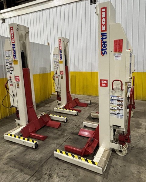 (4) 14,000 LBS STERTIL-KONI ST-1064FWA MODEL #38627535-05  ELECTRIC BATTERY WIRELESS HEAVY DUTY MOBILE COLUMN VEHICLE LIFTS 2019: STOCK #23595