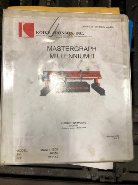 (2009) KOIKE-ARONSON MASTERGRAPH MILLENIUM II 1500 CNC GANTRY PLASMA. STOCK # 0419023