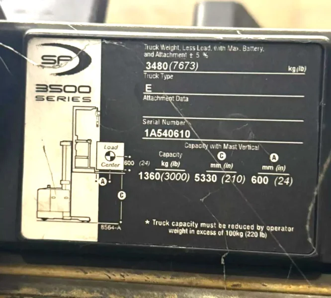 3,000 LB CROWN MODEL #SP 3500 ELECTRIC ORDER PICKER FORKLIFT 2018 : YOBRO #25407