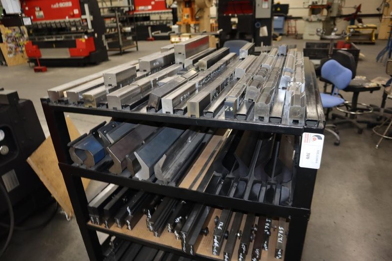 Press Brake Dies and Lower Die Holders for Amada Press Brakes on Welded Steel Shelving- Auction Item