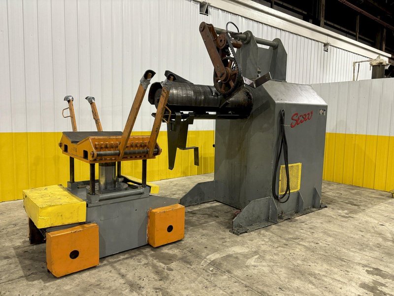 30,000 LB X 60&quot; SESCO MODEL #55-523 MOTORIZED COIL REEL UNCOILER W/ COIL CAR: STOCK #21952