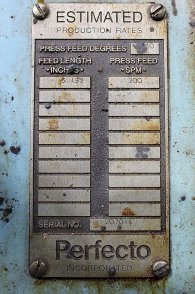 SWFESC62 PERFECTO PRESS FEED LINE WITH ASC JN 1235 UNCOILER. STOCK # 0133625