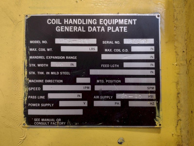 10,000 LB (5 TON) X 24&quot; RED BUD (RBI) MODEL #RM24-16 MOTORIZED POWER COIL REEL / UNCOILER: STOCK #15275