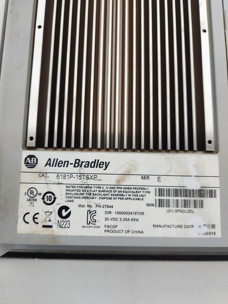 ALLEN BRADLEY VERSAVIEW 1500P 6181P-15TSXP/E WORKING USED