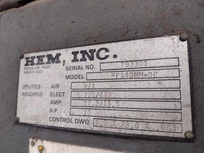 44&quot; X 20&quot; HEM MODEL #WF140HM-DC WIDE FLANGE HORIZONTAL DUAL COLUMN BANDSAW: STOCK #22726