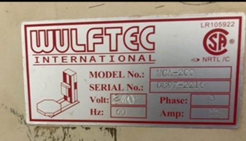 WULFTEC WCA200 AUTOMATIC STRETCH WRAPPER W/ POWERED CONVEYOR STOCK # 3103
