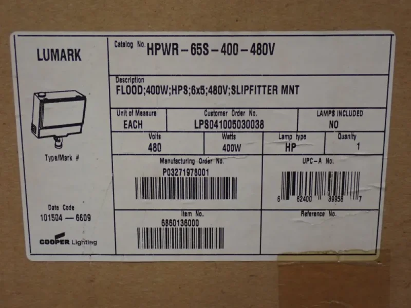 COOPER LIGHTING 400 WATTS FLOOD LIGHTS  -  HPWR-65S-400-480V
