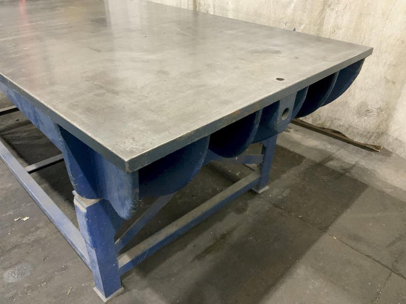 48" X 98" X 1 3/8" THICK CAST IRON SURFACE PLATE WITH STEEL STAND: STOCK #80808