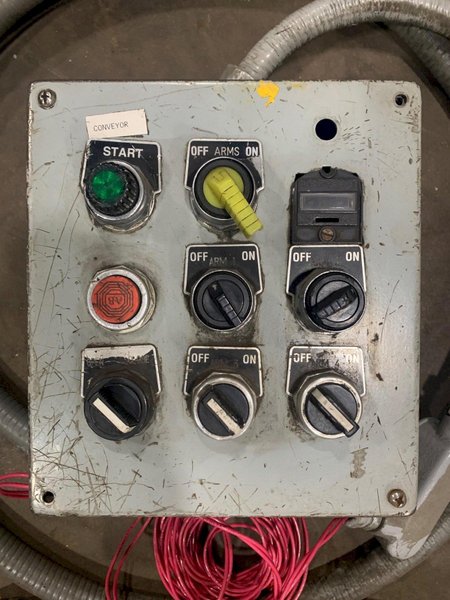 USED MET-FAB 3/8 X 10 SHEAR CONVEYOR WITH PNEUMATIC SHEET SUPPORTS, Stock# 10925