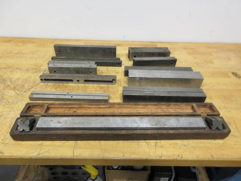 Tram Bar 20" with Vee-Blocks, Assorted Precision Ground Long Steel Parallels up to 12"- Auction Item