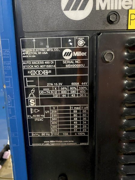 MILLER – AUTO-AXCESS 450-DI Welder USED