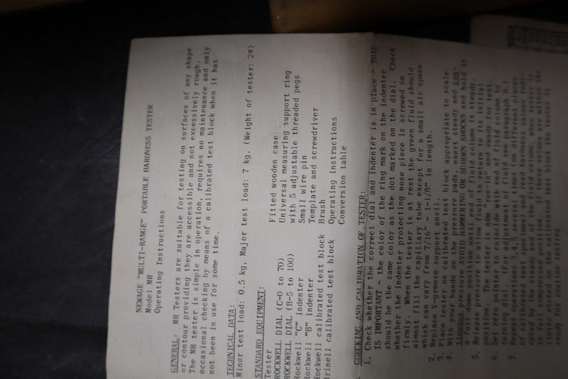 Newage Portable Hardness Tester with Standards in Wood Case- Auction Item