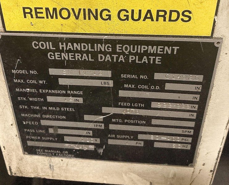 12&quot; X .078&quot; CWP SMIV-12 SERVO FEEDER. STOCK # 0669825