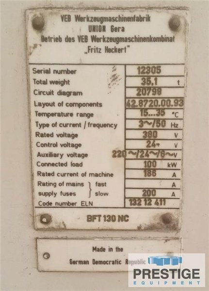 Union 5.12&quot; CNC Table Type Boring Mill