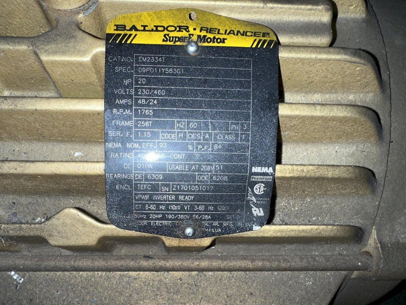 20 HP PRATISSOLI MODEL #KE22 HIGH PRESSURE WATER PLUNGER PUMP &amp; BALDOR MOTOR: STOCK #22677